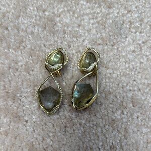 Gold and Gemstone Drop Earrings